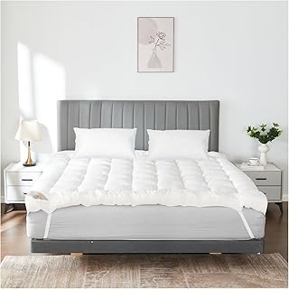 10Cm Mattress Topper Memory Foam Double Mattress Toppers 4' - Hotel Quality Fluffy Bed Topper Supersoft Microfiber Filling Double Size Stitched Elasticated Corner - 137 X 190 Cm