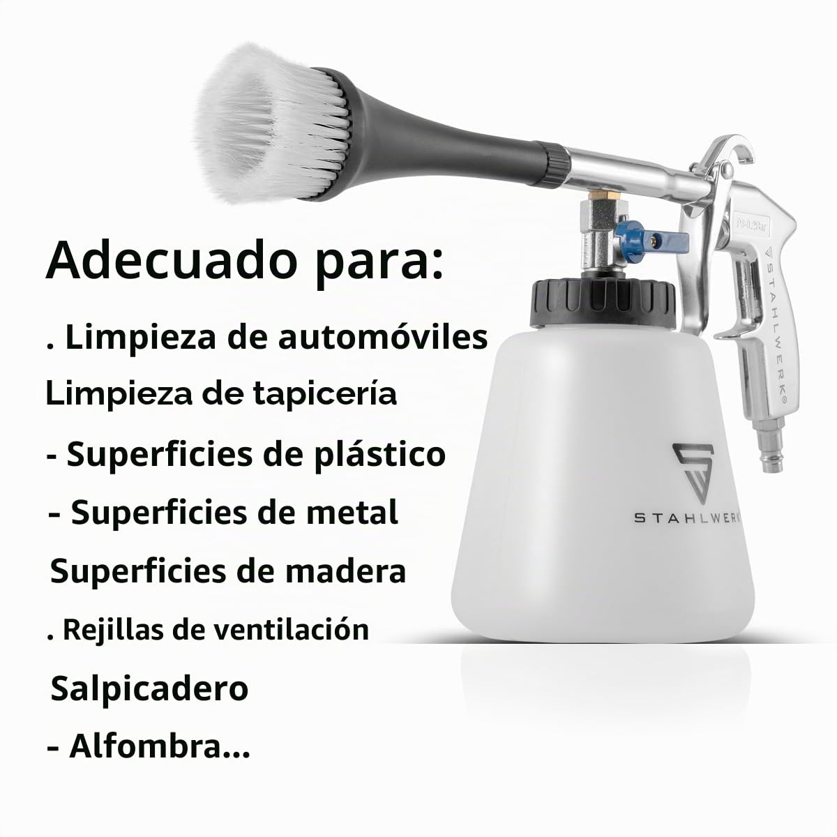 STAHLWERK Pistola de limpieza de aire comprimido RP-90 ST con kit de accesorios, limpiador de aire comprimido con efecto tornado, limpiador de interiores, pistola de lavado, pistola de soplado de