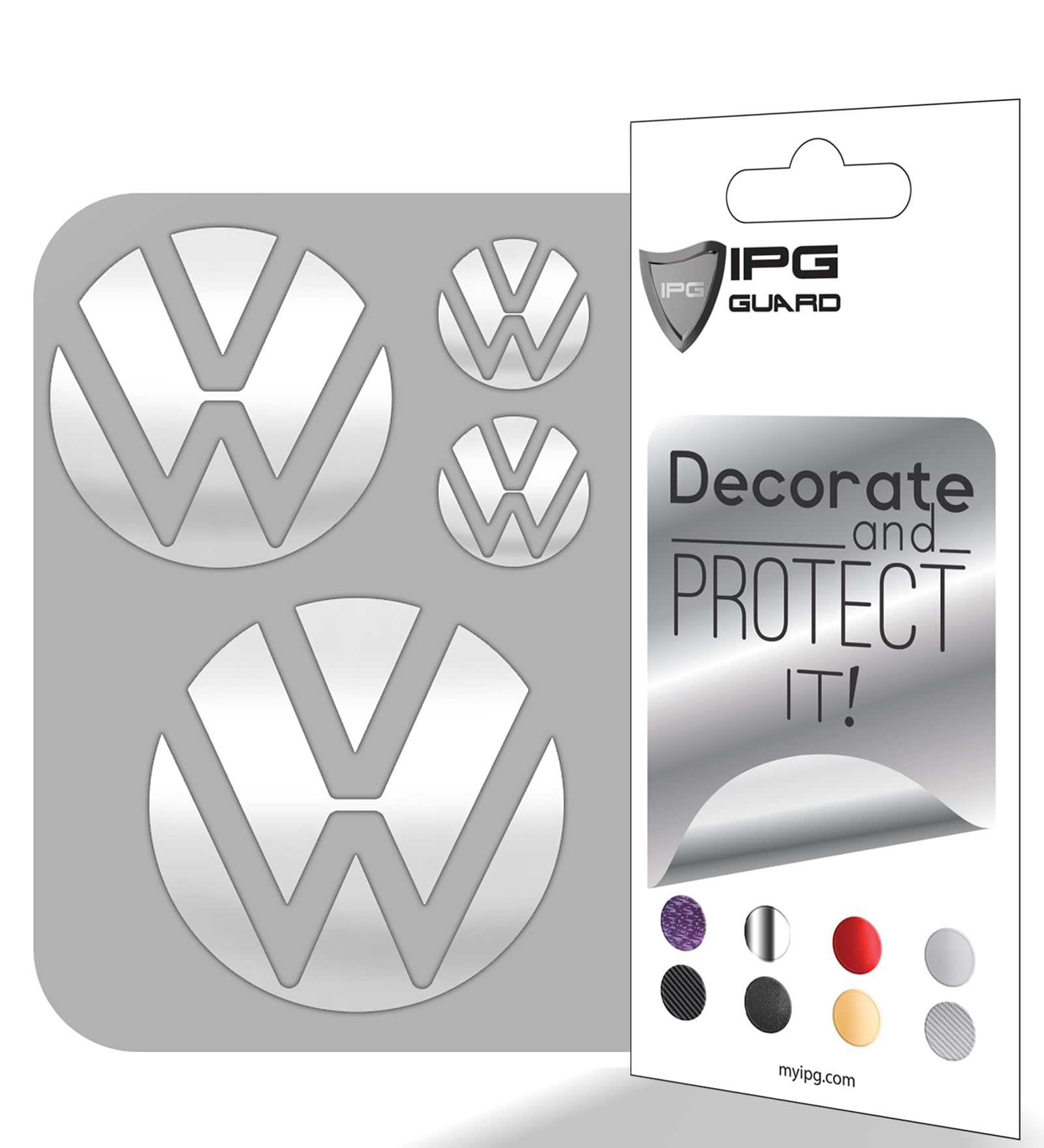 IPG Decal Made for VW 2021 Passat Polo Tiguan Golf Rear/Front Emblem Logo Decals Stickers Set (4 Units) (Gloss White)