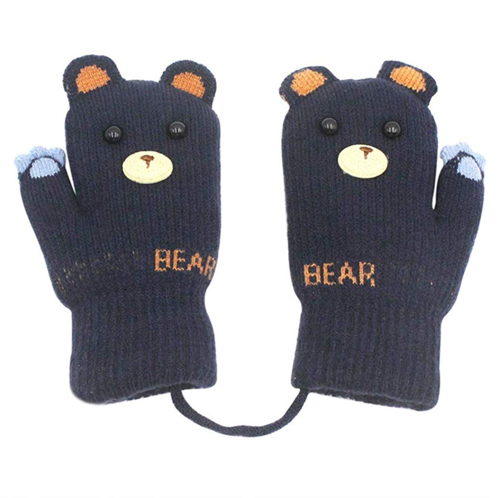 Baby Boys Girls Winter Knitted Mittens Warm Fleece Lined Gloves for Kids 0-3 Years