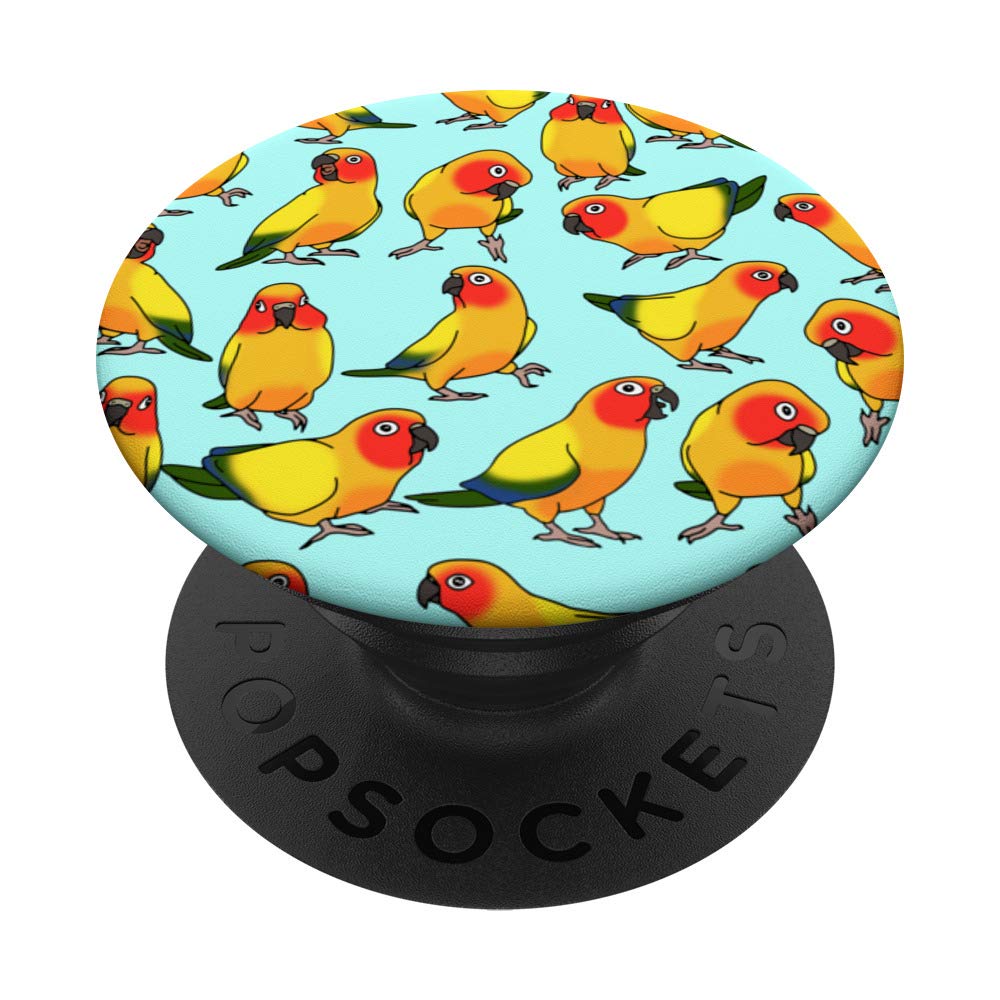 Sun Conure Pattern Birb Memes Funny Parrot Doodle Cute Bird PopSockets PopGrip: Swappable Grip for Phones & Tablets