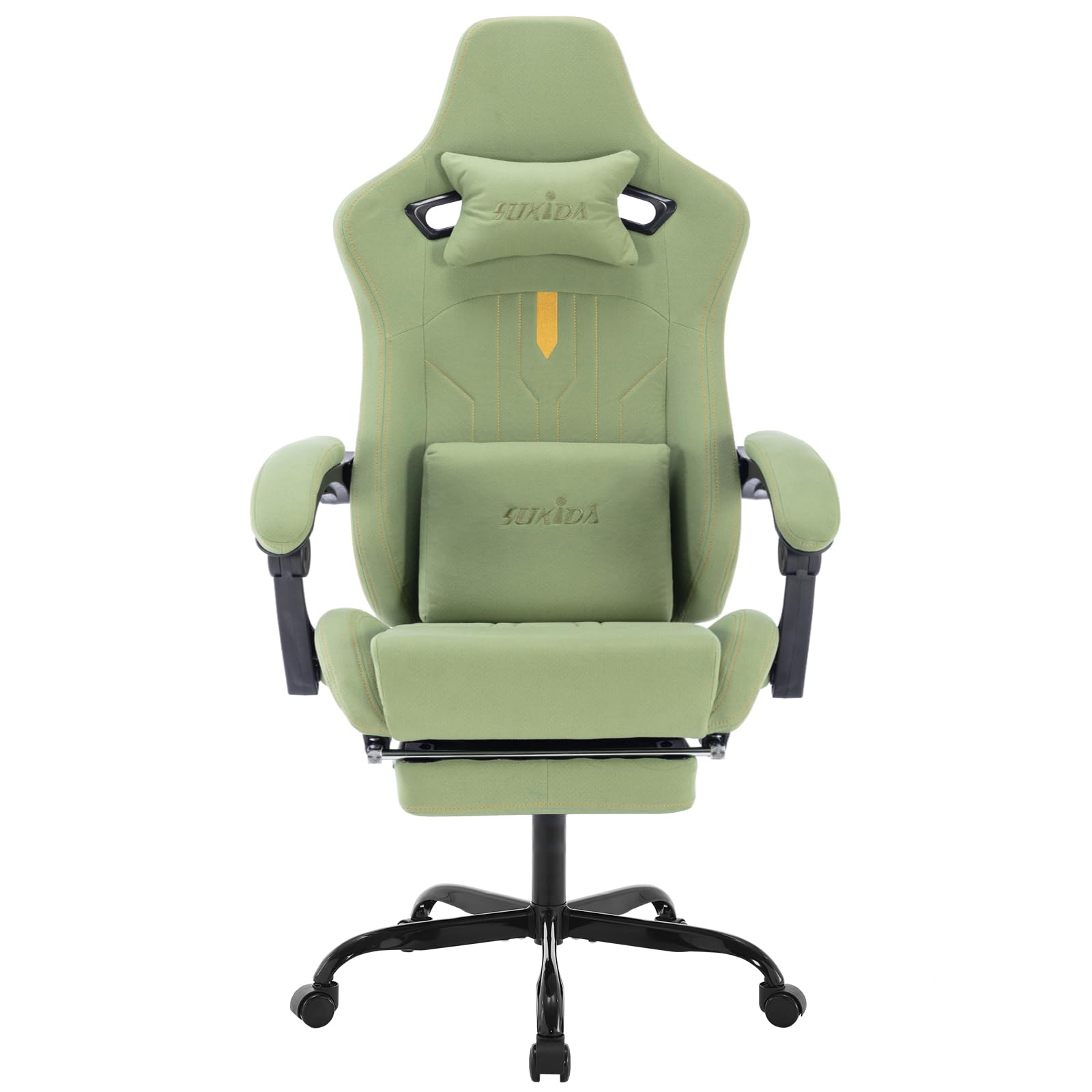 gaming chair with footrest ergonomic computer chair massage lumbar cushion, racing video game chair adjustable rocker recliner executive office desk chair fabric for adults