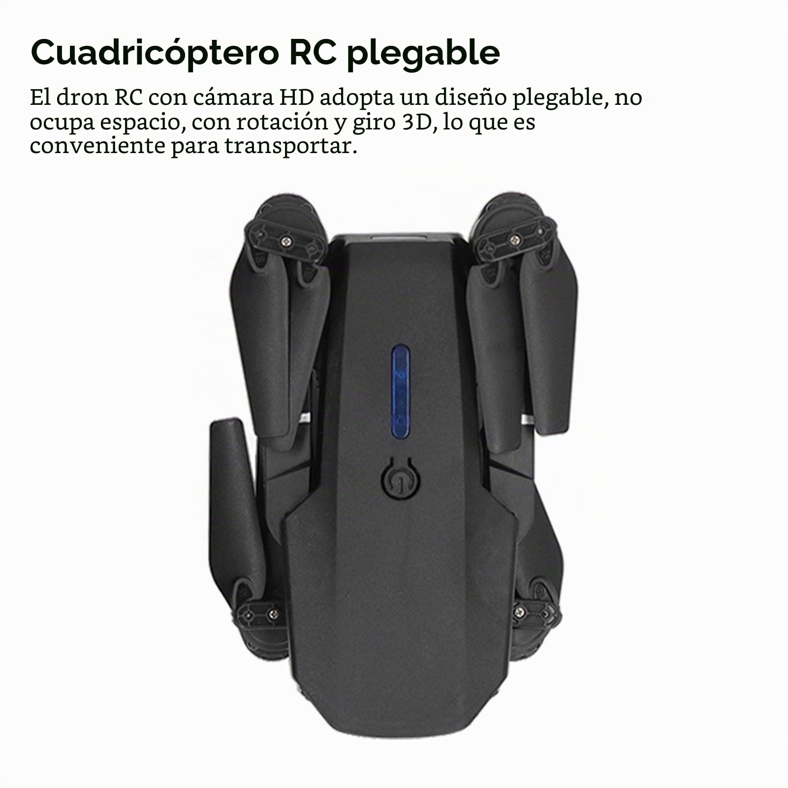 Ejoyous Dron E88 RC, Plegable de 4 Ejes con Cámara Dual 4K HD, 3D y Cabezal Autoestabilizador para Fotografía Aérea y Vuelo Controlado por Aplicación