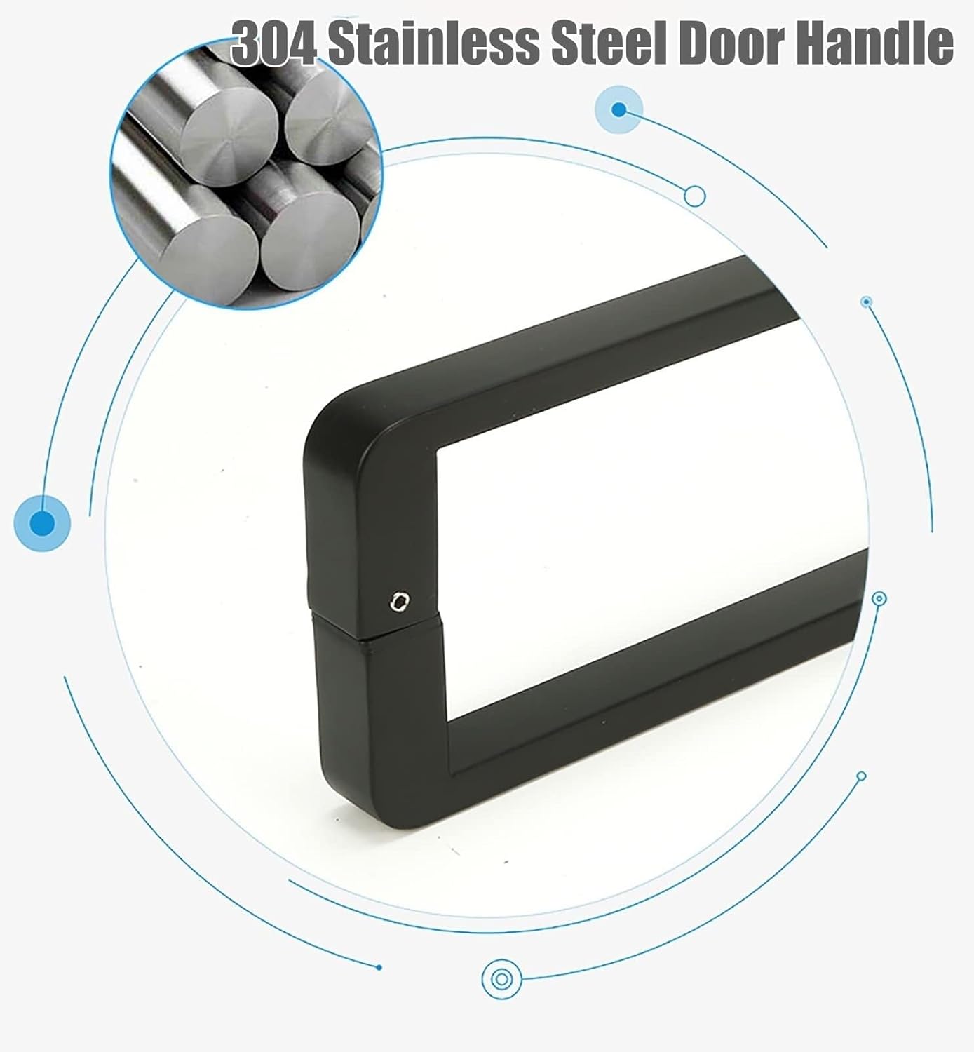 Rectangular Door Pull Handle,304 Stainless Steel Double-Sided Swing Door Handle,Grab Bar for Shower Glass Door/Sliding Barn Door,1x2 cm (Color : Black, Size : 40cm/15 3/4")