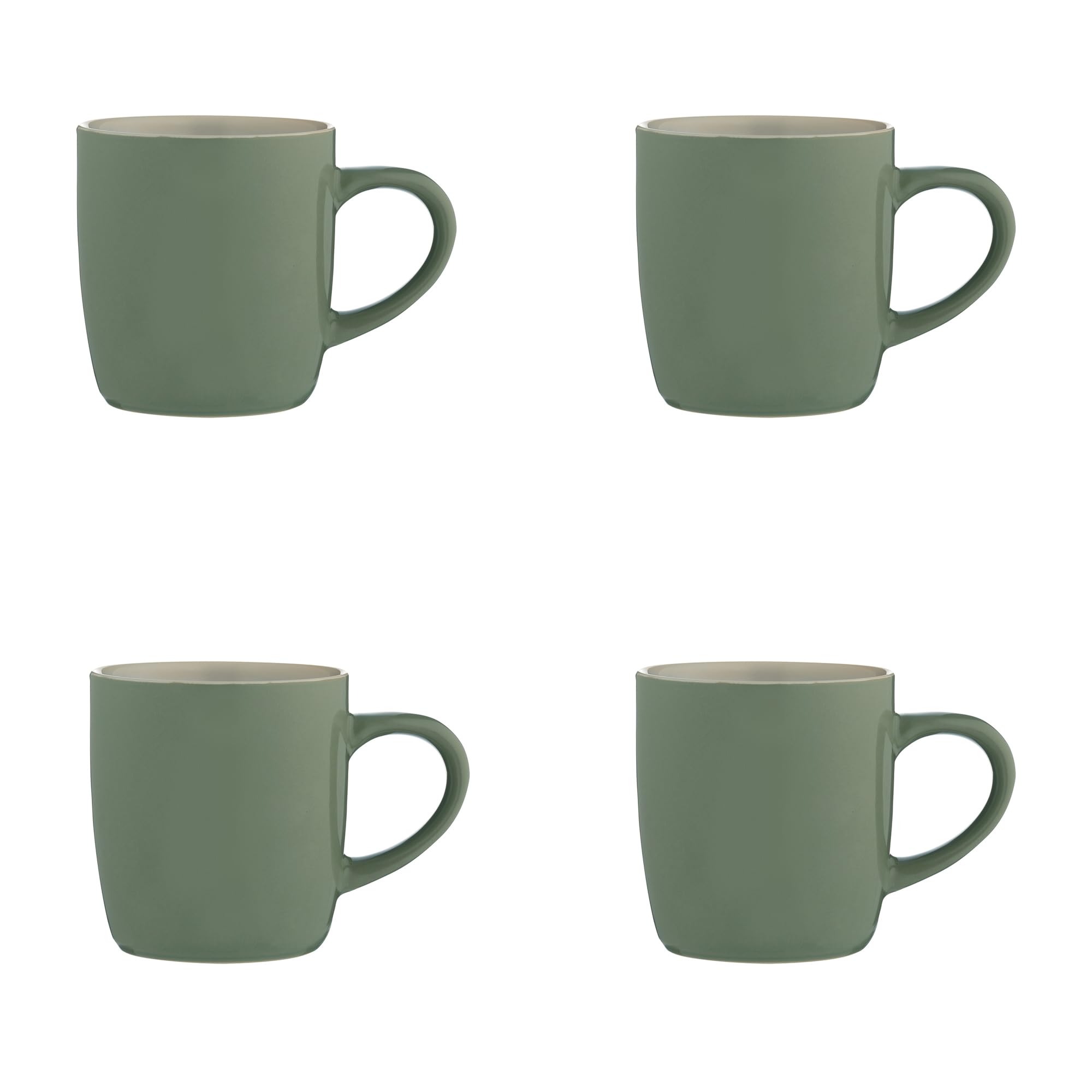 Price & Kensington Accents Mug Set, Sage Green with Cream Inner, 330ml Stoneware, Set of 4 | Durable Ceramic, Dishwasher & Microwave Safe, British Heritage Brand