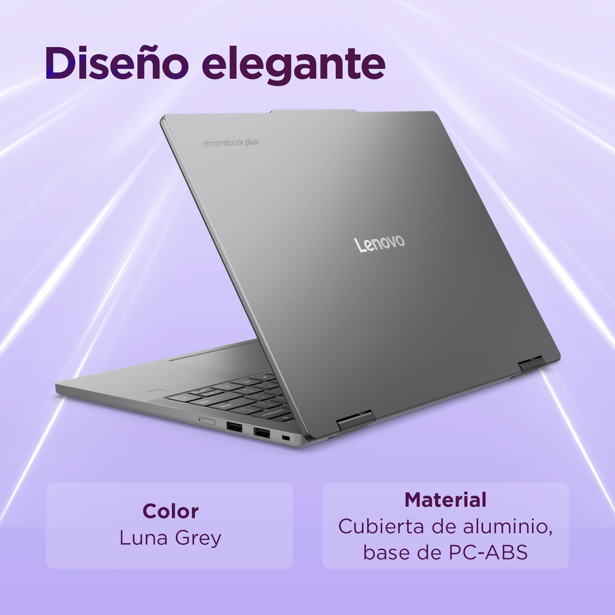 Lenovo Chromebook Plus 2-in-1 Gen10 - Portátil Táctil 14" WUXGA (Intel Core 3 N355, 8GB RAM, 256GB UFS, ChromeOS) QWERTY Gris +1 año de Google AI Pro con Gemini Pro y 5TB de Almacenamiento