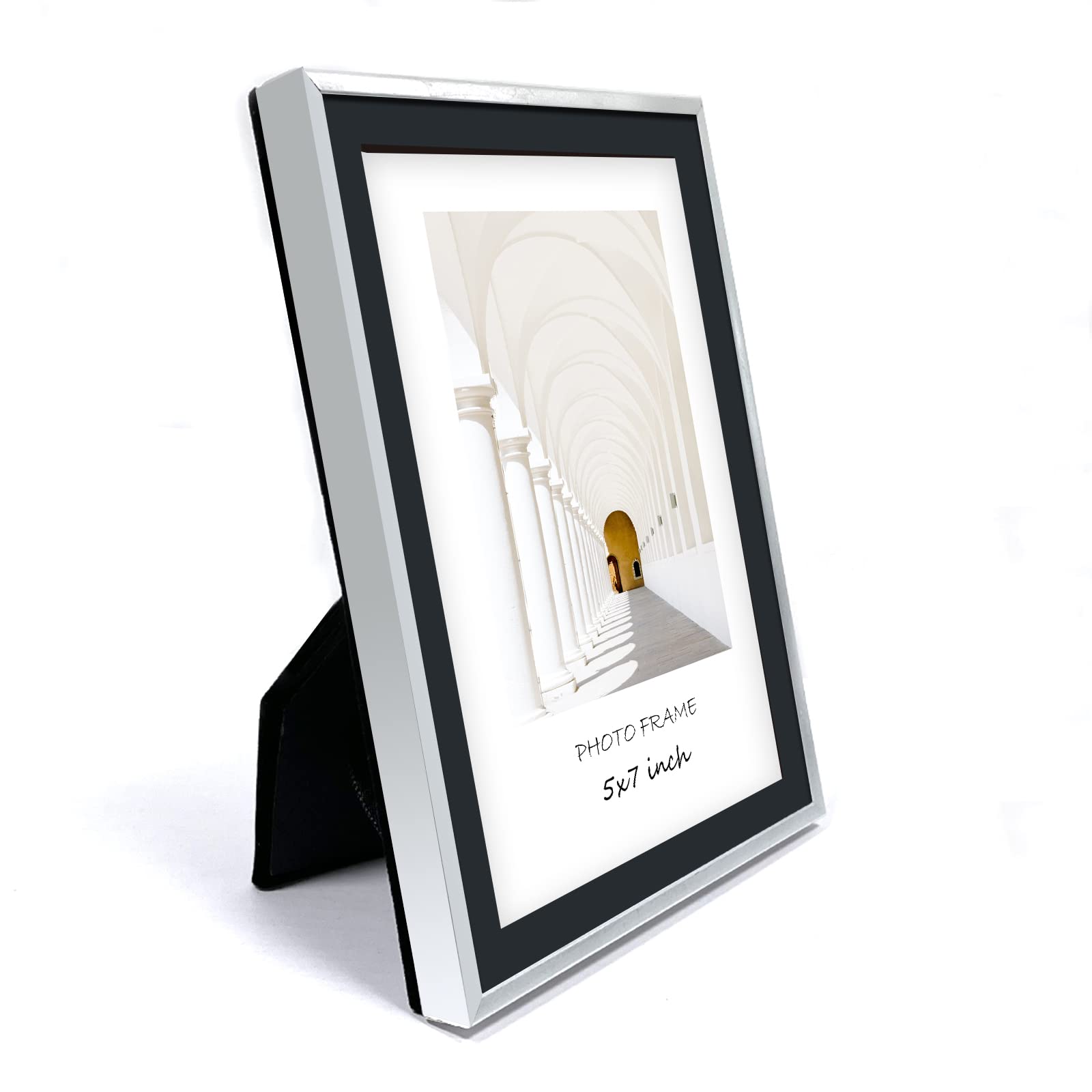 BWPFRAME Vintage Silver Picture Frames A4 Solid Wood Frames with Real Glass, A4 Photo Frame with mat for Tabletop & Wall Display Home Decor