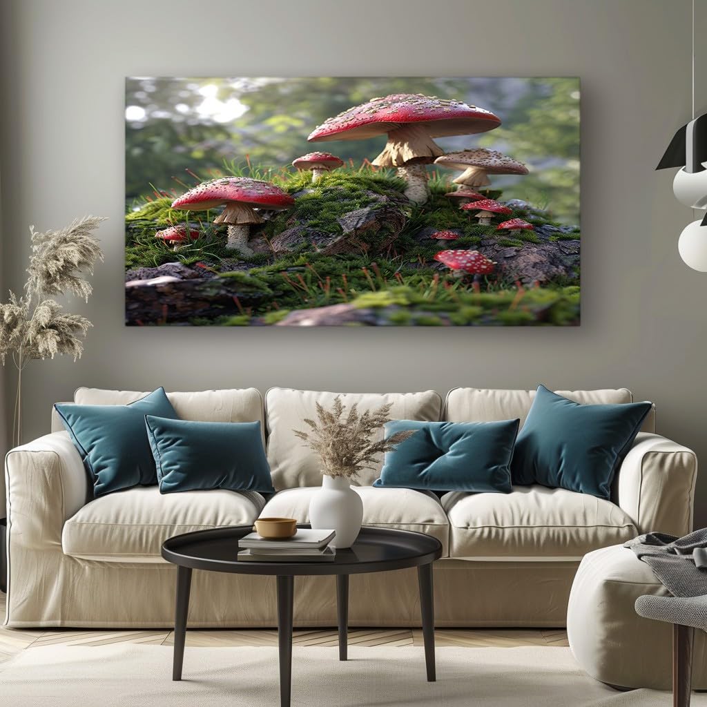 MKBKLI Abstract Canvas Wall Art for Living Room Plant Mushroom Paintings for Bedroom, Office, Kitchen - Home Decor Pictures, 50x100cm