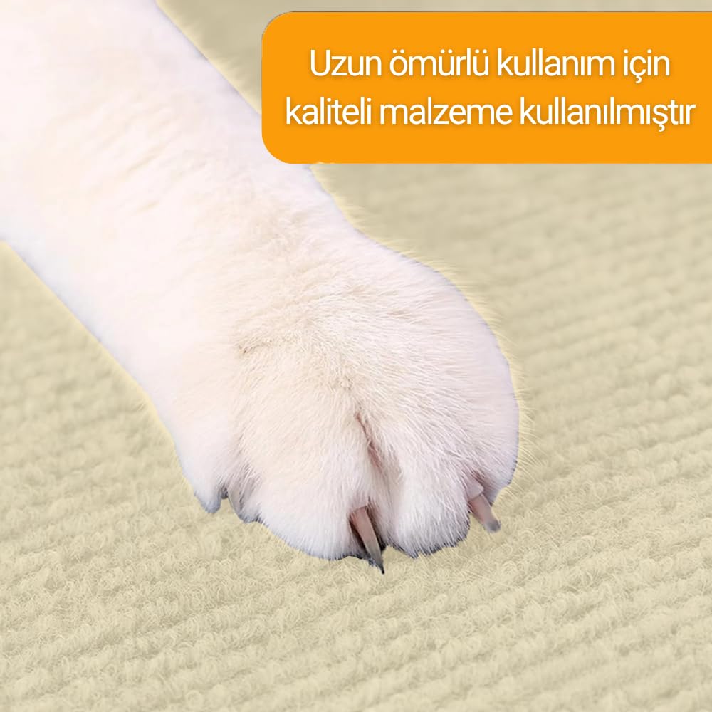 Kedi Tırmalama Halısı Yapışkanlı Her Yüzeye Uygulanabilir Kesilebilir Mobilya Koruyucu Mat (Krem, 40x50)