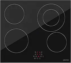 Cooktop Fogão Elétrico Cerâmico 4 Bocas 60cm Preto, Vidro Cerâmico Chinês, Controle Touch Slider, 220-240V~60Hz, Modelo PC-D46445