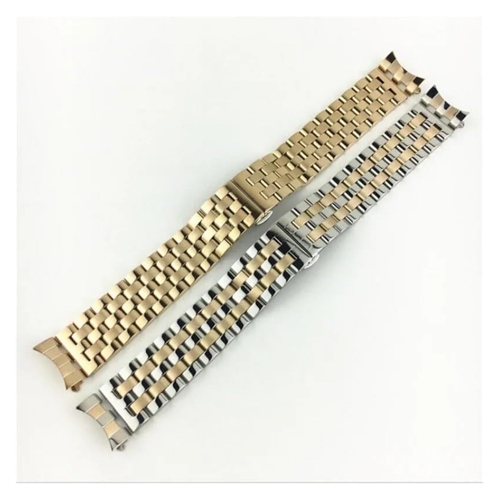 Pasek do zegarka Solidny pasek do zegarka ze stali Paski do zegarków 18mm 20mm 22mm 24mm pasek do zegarka ze stali nierdzewnej metalowa składana klamra zakrzywiona + płaska końcówka bransoletka do zeg