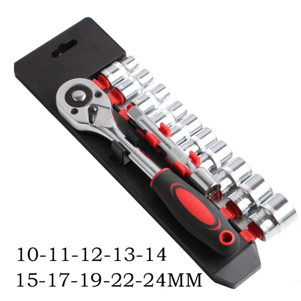12pcs 1/2" Métrica Juego con 72 dientes trinquete Drive zócalo de la manija con la función liberación rápida, 10-24 mm Socket tamaños con conveniente de almacenamiento en rack múltiples llaves de vaso