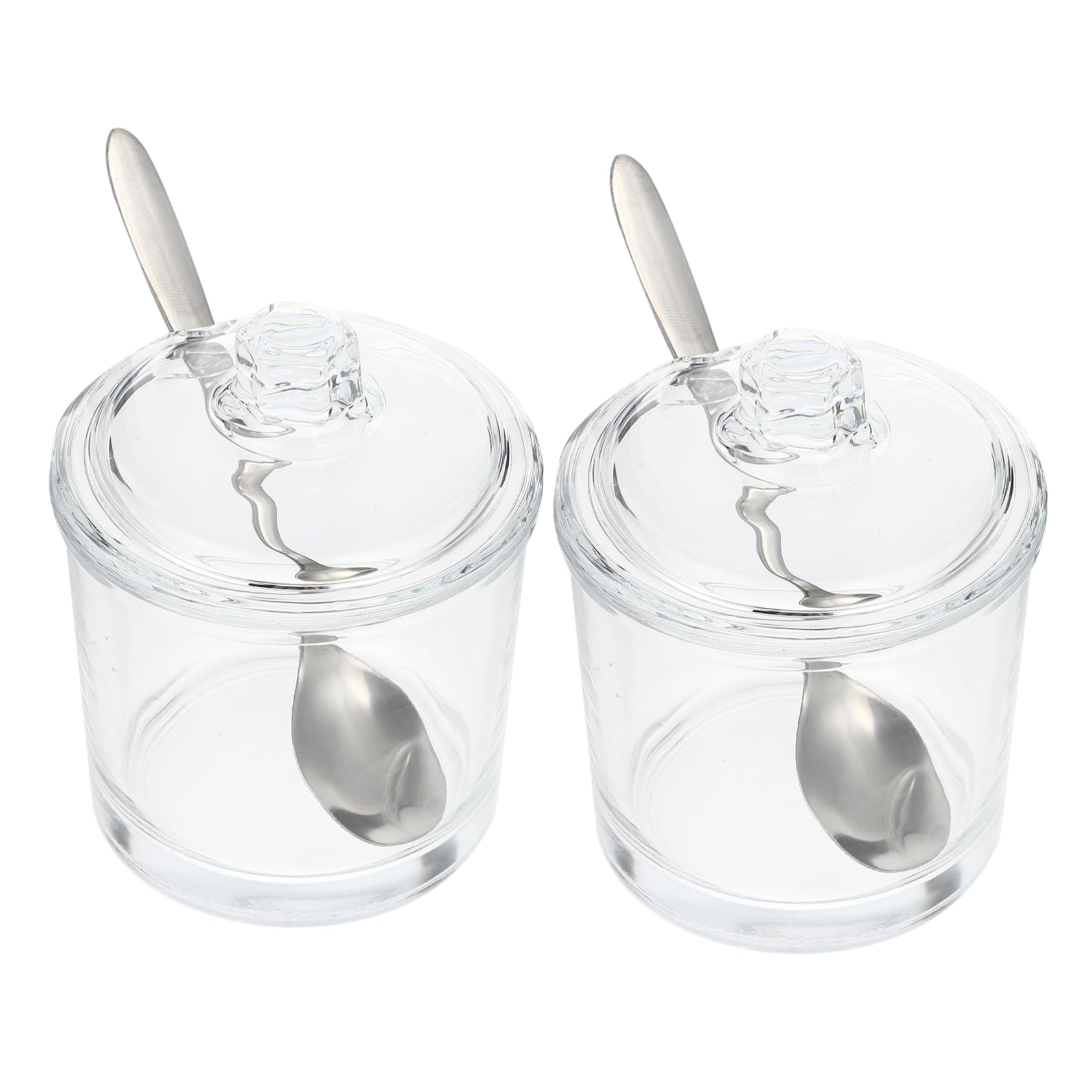 PRETYZOOM Set 2 Barattoli Spezie in Vetro con Coperchi e Cucchiai, Contenitori per Spezie in Acciaio Inossidabile per Cucina e Sala da Pranzo Stile Casuale