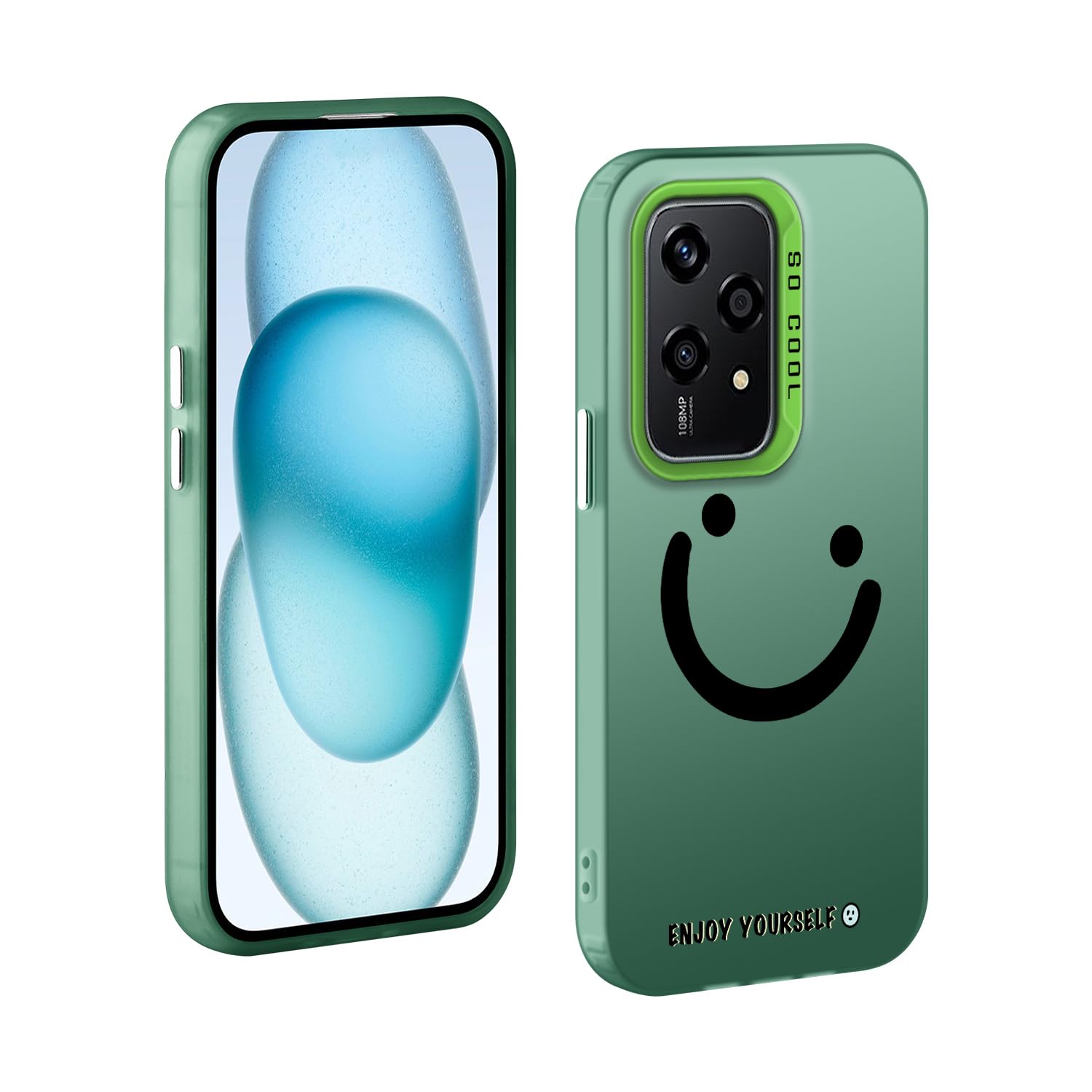 TAUYN Case for Honor 200 Lite 5G, PC Shockproof Ultra Thin Protective Case, Smiling Face Pattern Design Mobile Phone Case, Green