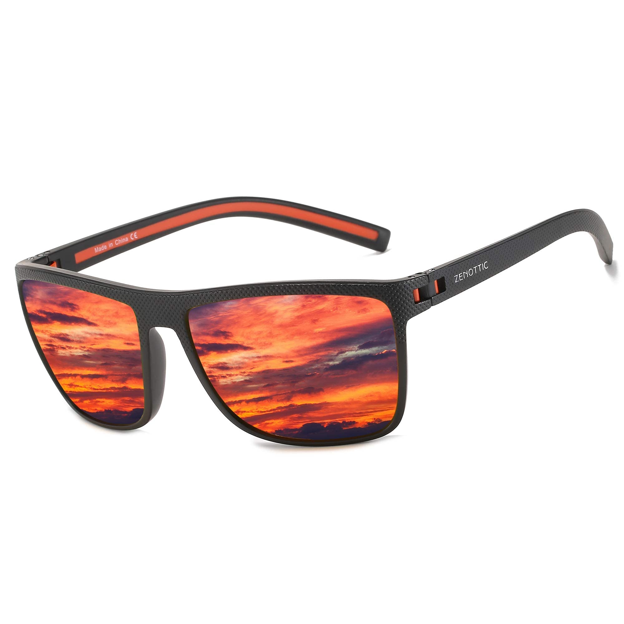 ZENOTTIC Occhiali da sole polarizzati uomo leggero TR90 montatura UV400 protezione occhiali da sole quadrati