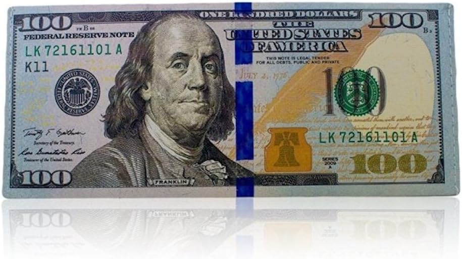 Home Bay 100 Dollar Bill Novelty Money Billfold Canvas Wallet