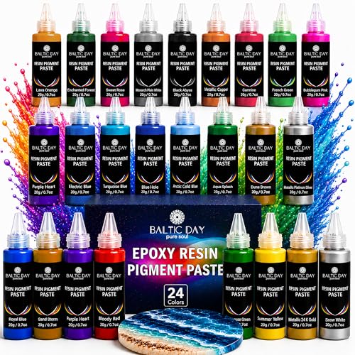 BALTIC DAY 24 Colors Epoxy Resin Pigment Paste Set &ndash; 20g Each, Highly Concentrated Opaque Resin...