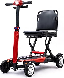 Z01 Elektromobil Klappbar leicht für Senioren, 20KM Stabiler Mobilitätsroller, bis 150KG, komplett montiert und fahrbereit, sicher und stabil, Anti-Kipp-Design, 5 Jahre (Rot)