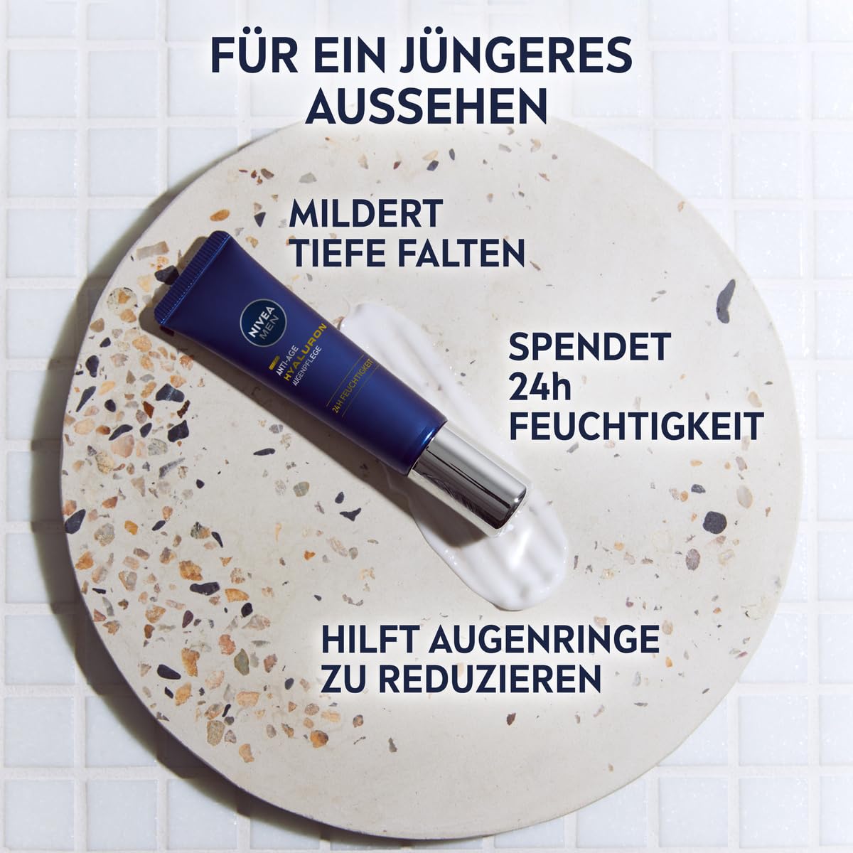 NIVEA MEN Anti-Age Hyaluron pielęgnacja oczu, ujędrniający krem pod oczy przeciw zmarszczkom i cieniom pod oczami, nawilżający krem pod oczami, z kwasem hialuronowym (15 ml)