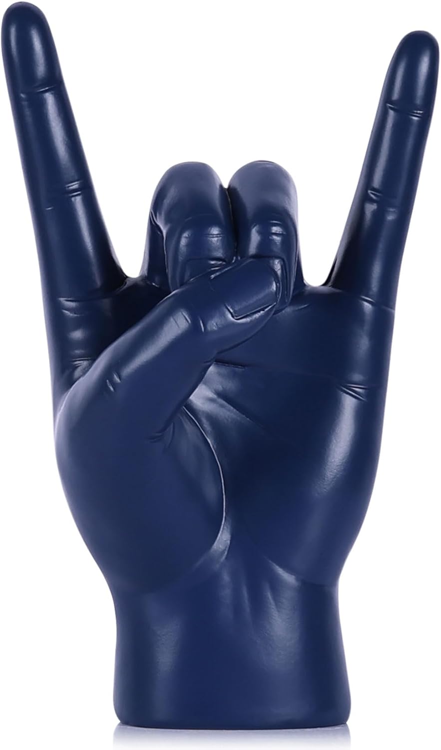 QIANLING 7.7" Blue Resin Rock On Hand Gesture Statue - Rock Culture Music Lovers' Decorative Tabletop Sculpture for Bookshelf, Desk & Mantel Decor in Home or Office, Modern Symbolic Figurine