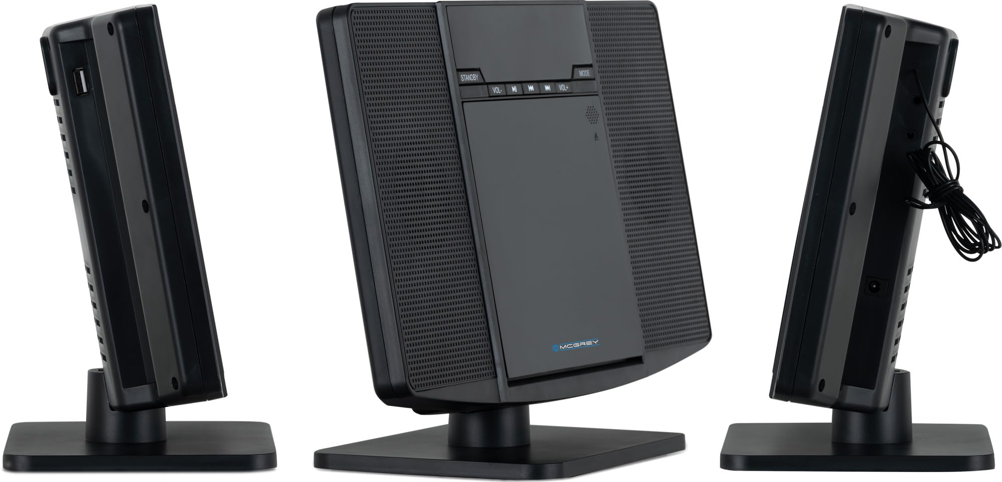 McGrey MCD-60 Equipo Estéreo Vertical - Hi?Fi Compacto Que Ahorra Espacio con Reproductor CD/MP3, Ranura USB, Streaming Bluetooth y Radio FM/Am - Entrada AUX, Mando a Distancia, 2X 3 Watt RMS - Negro