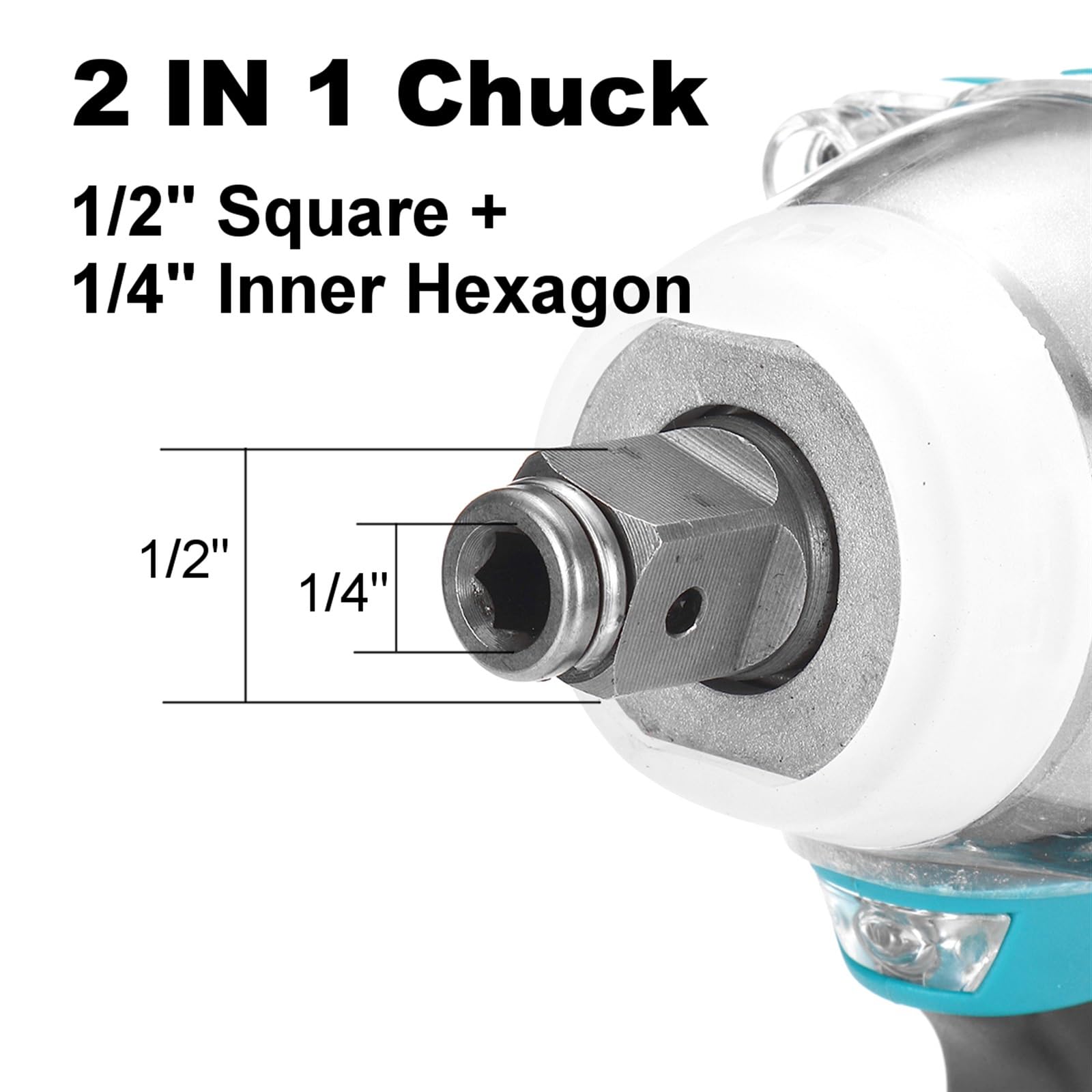 Llave de impacto Llave De Impacto Eléctrica Sin Escobillas De Torsión De 1800N.M, Llave Inalámbrica Con Batería De Iones De Litio De 1/2 Pulgadas, Herramientas Eléctricas For Batería De 18V(1 Battery)