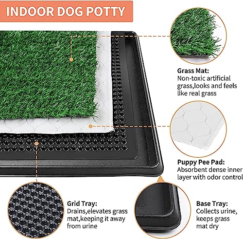 Dog Grass Pet Loo Indoor/Outdoor Portable Potty, Dog Litter Box, Artificial Grass Patch Bathroom Mat and Washable Pee Pad for Puppy Training, Full System with Trays (Pet Training Tray, 20"x16") - Image 4