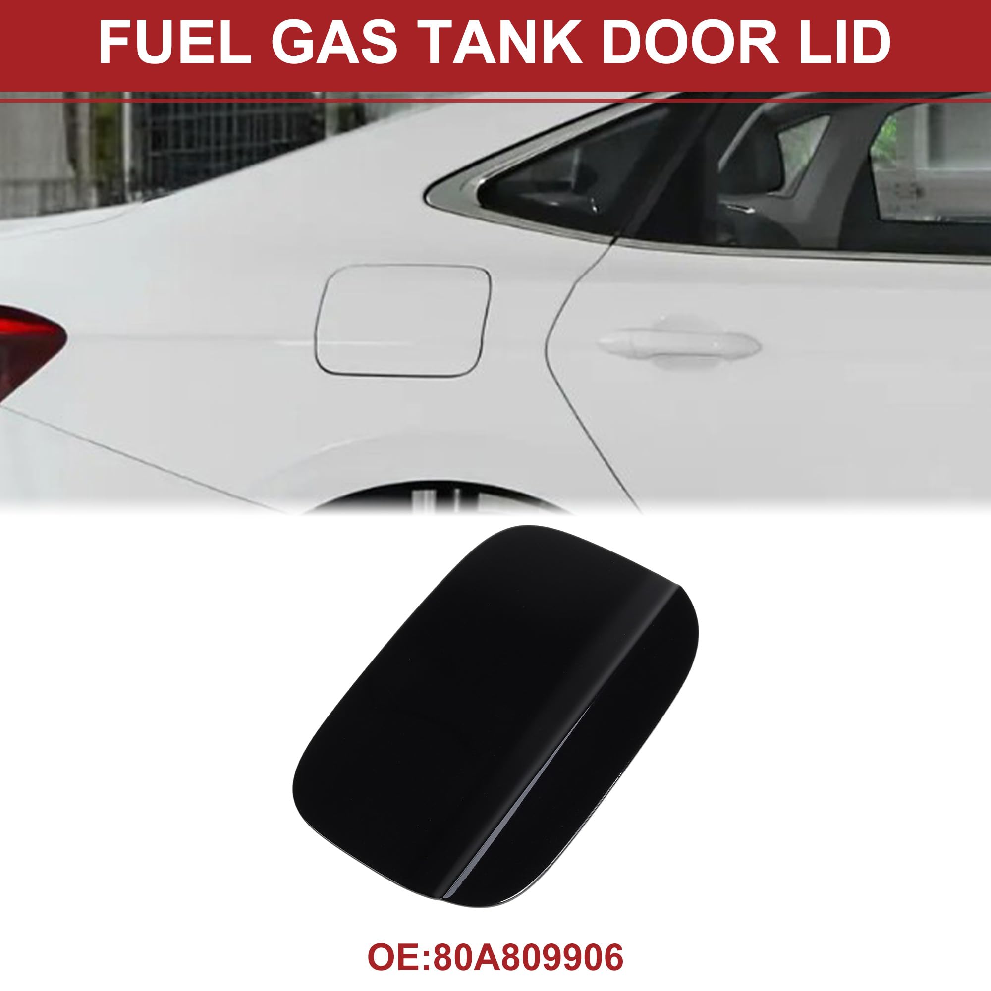 ACROPIX Fuel Tank Door Cap for Audi Q5 2018-2024 Fuel Filler Flap Cover Clip Type No.80A809906 Black ABS Fuel Filler Door Gas Cap