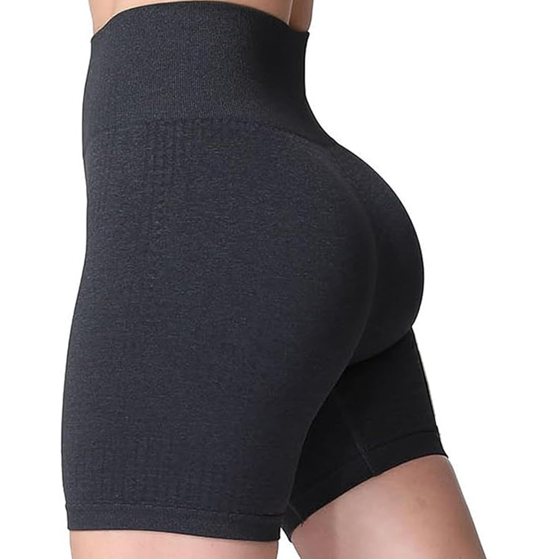 Aoxjox Vital Seamless Biker Shorts for Women High Waist Workout Booty Running Yoga Short 5", Vital New Forest Green Marl, XS