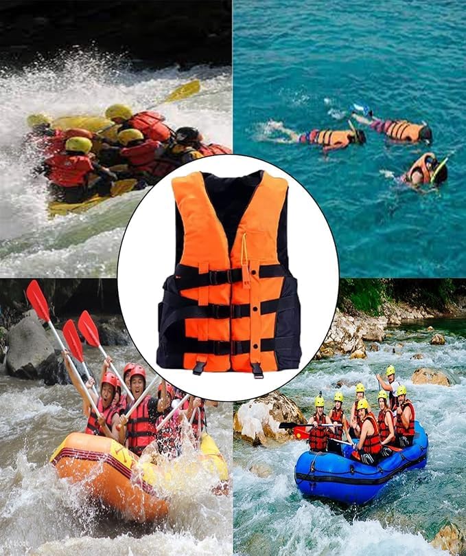 CHALISA Inflatable Swim Vest Jacket for Swimming Pool, Swimming Jacket Life Jacket Personal Flotation Adult Safety Life Jacket Swim Jacket Flotation Vest for Swimming Boating with Whistle (Orange) 3