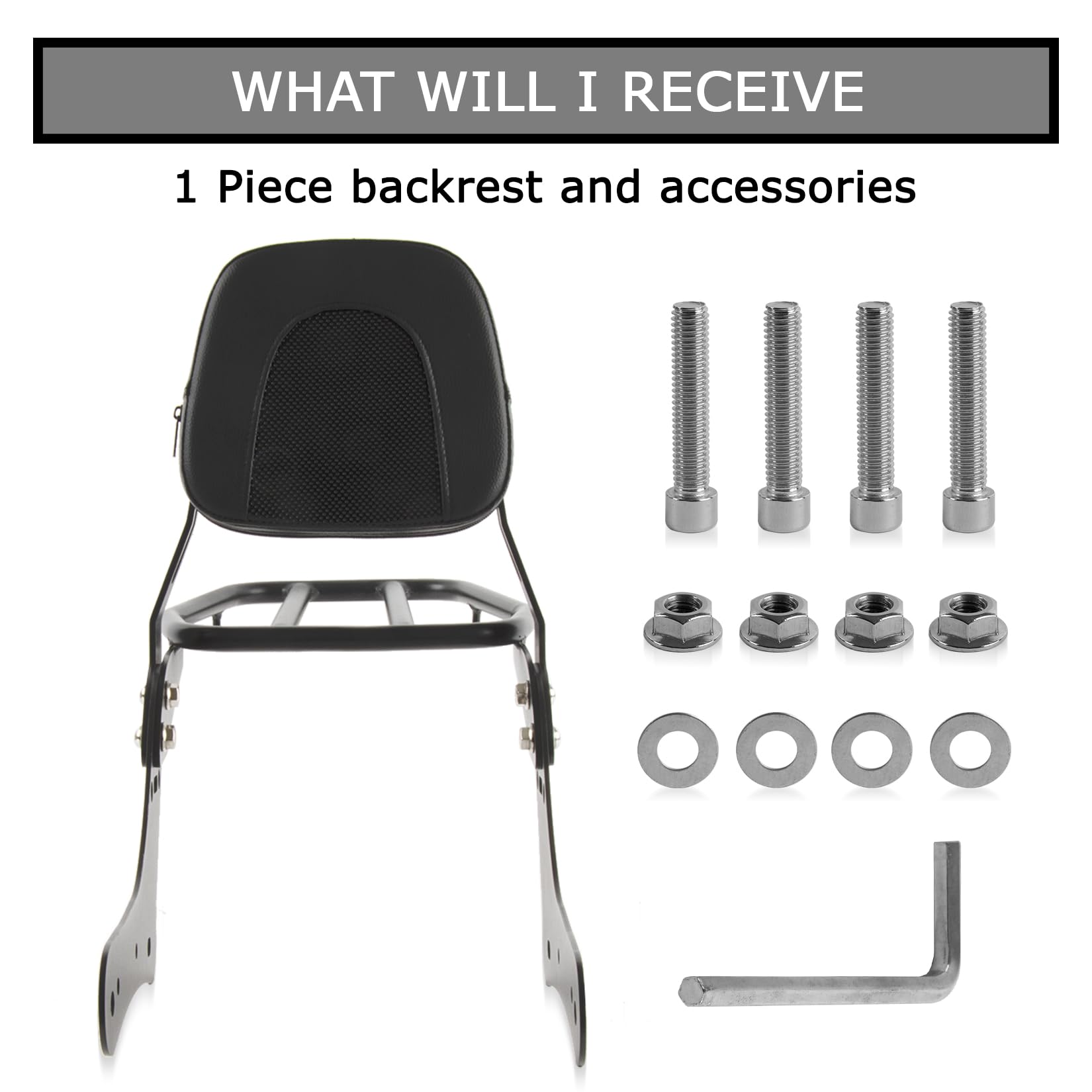 PSLER Almohadilla del Asiento del Respaldo Trasero de la Motocicleta con Portaequipajes para Kawasaki Vulcan S VN650 EN650 S650 2015-2024, Respaldo de Pasajero Sissy Bar