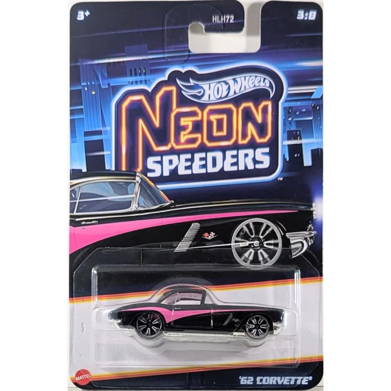 Hot Wheels Neon Speeder 1:64 '62 Corvette Ages 3 and Up 3/8 (Black)-image-39