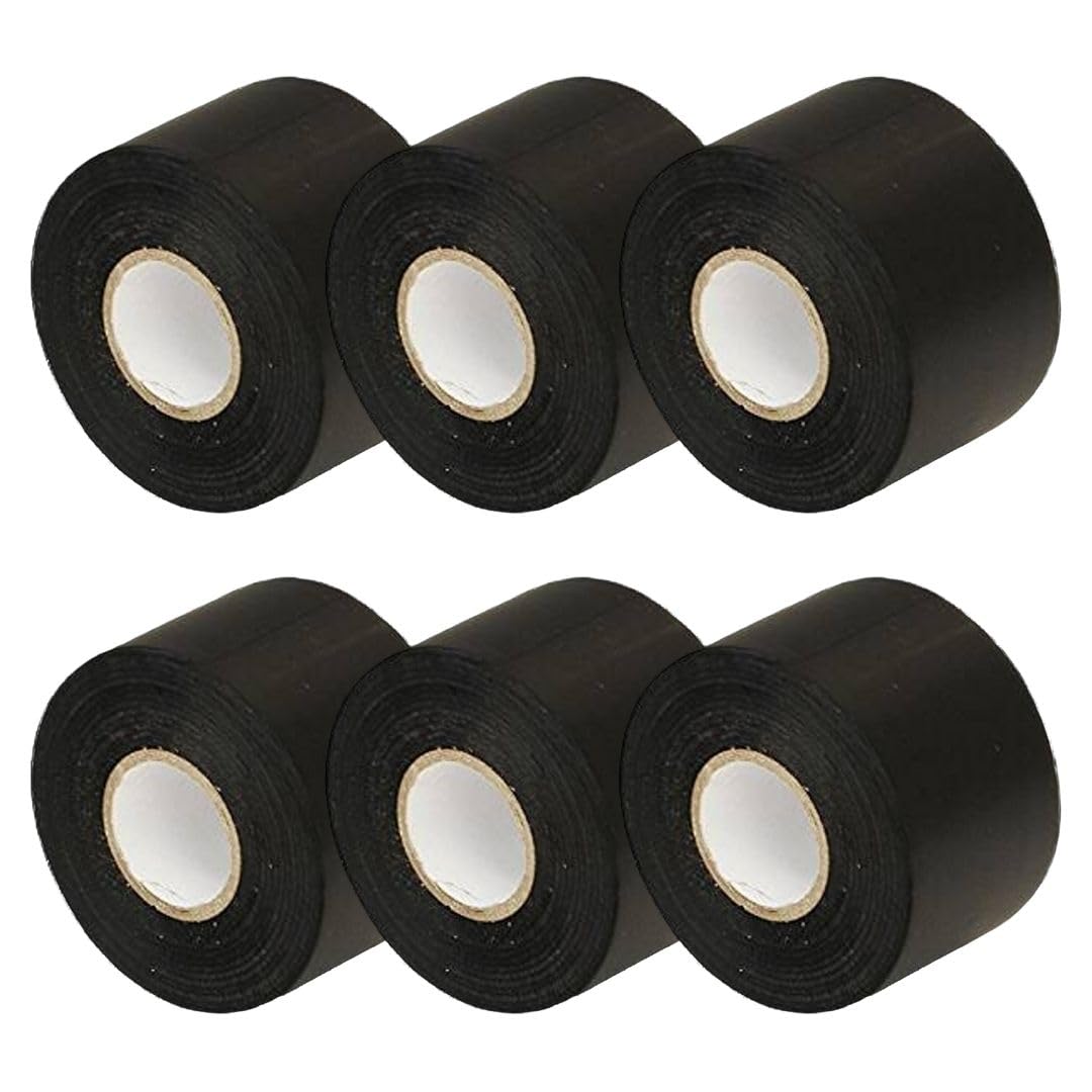 Gocableties Black Wide Electrical Tape, 50mm x 33m, 2" Strong Self-Adhesive PVC Insulation Tape for Insulating, Repairing and Protecting Electrical Wires, 6 Rolls