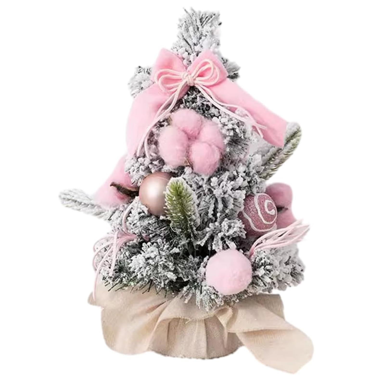 Set di mini alberi Natale da 30 cm/40 cm, albero floccato tavolo for decorazioni fai te for le feste natalizie Piccoli spazi(Roze,40CM)