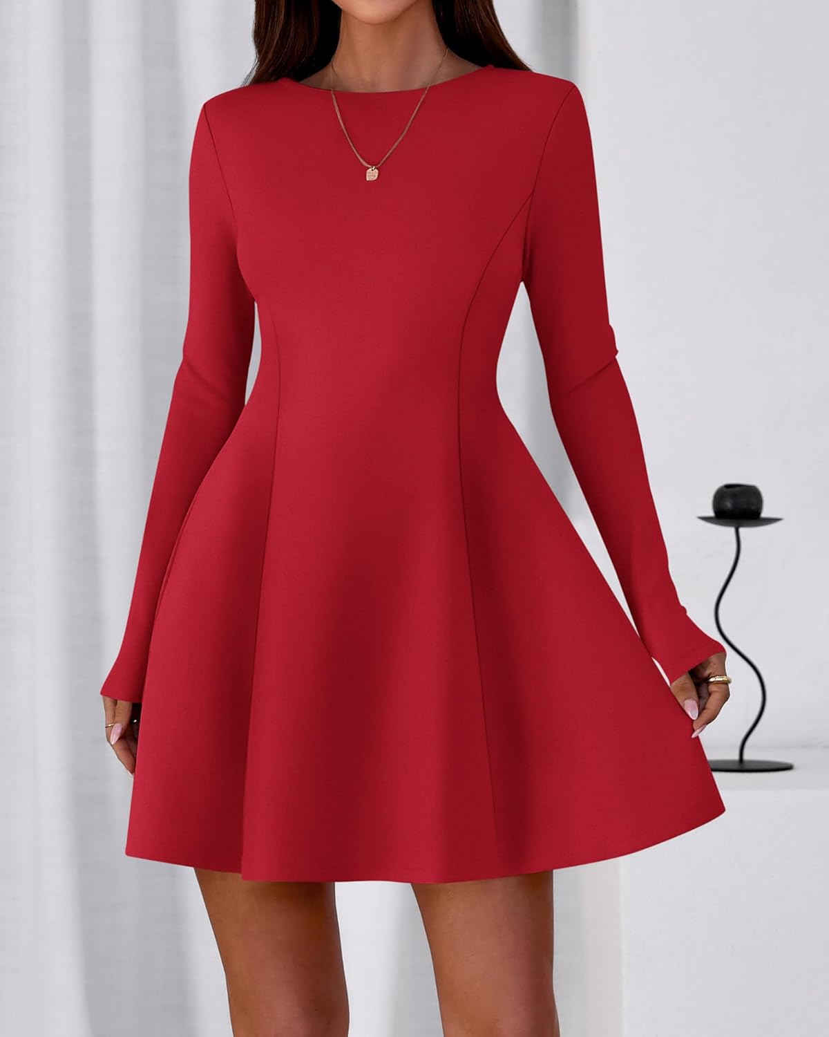 BTFBM Fall Dresses for Women 2026 Elegant Classy Flowy A Line Long Sleeve Business Homecoming Cocktail Sweater Dress - Image 2
