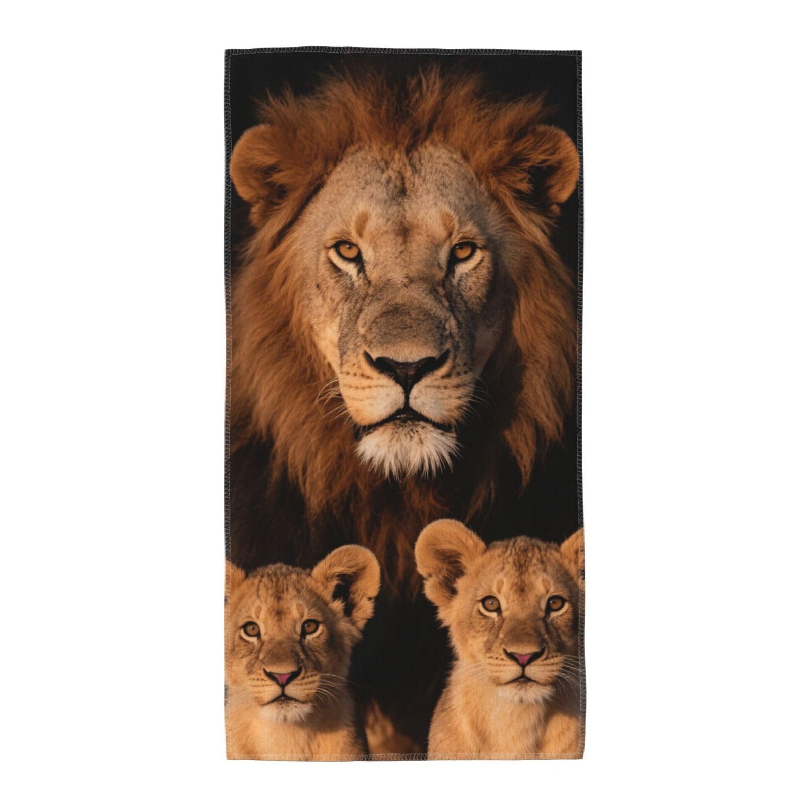 FekiLoot Absorbent Hand Towels 12"X24" Decorative Bathroom Towel Soft Microfiber Face Towel Lion Family with Cubs Dish Kitchen Towels for Bathroom Kitchen Hotel Spa Bath Towels