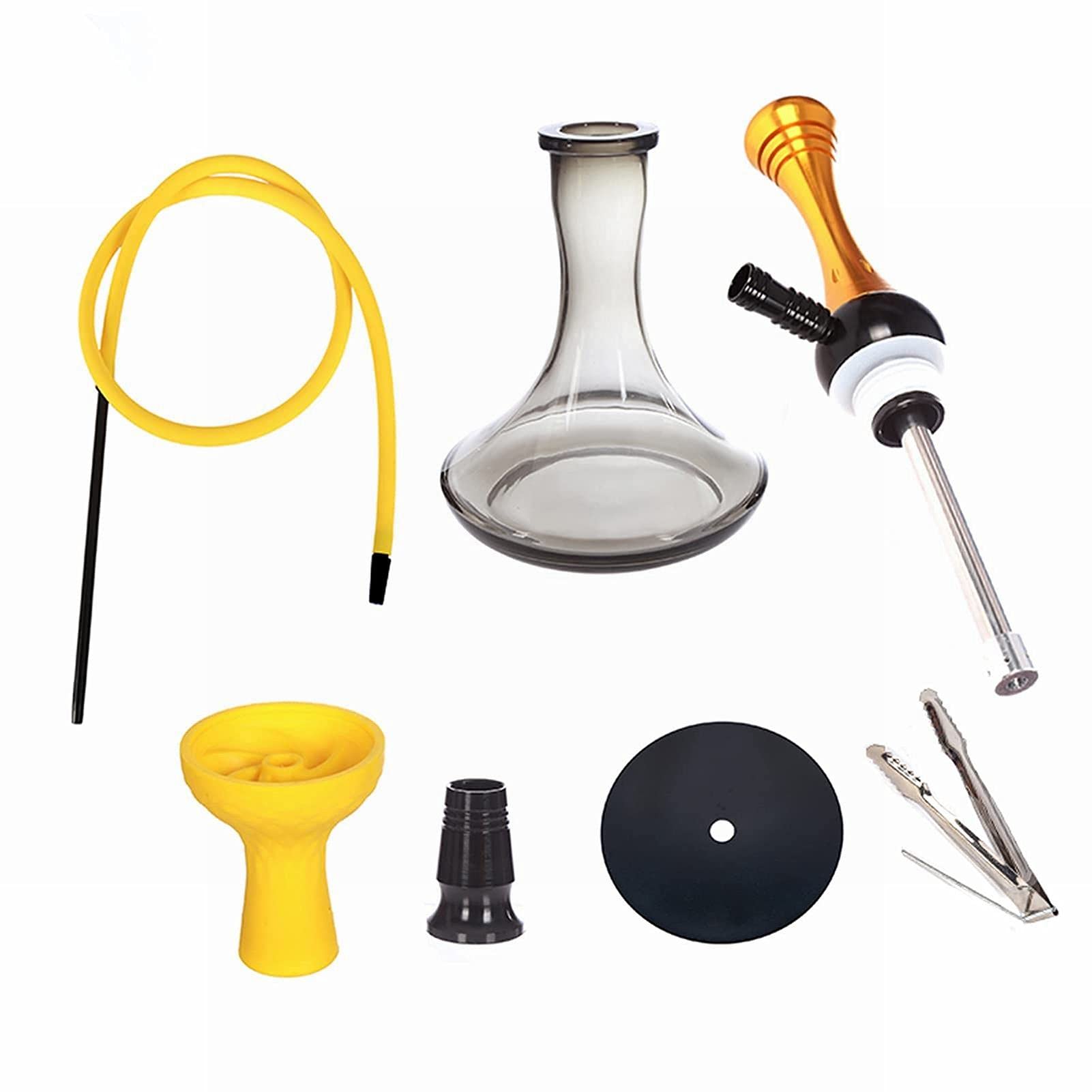 Juego de cachimba de vidrio moderno de lujo con 1 manguera, fácil de desmontar y limpiar, una cachimba imprescindible para hogares, bares, clubes y fiestas