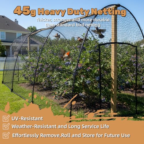 Image of Heavy Duty Bird Netting for Chicken Coop, 19.5 x 19.5 ft 0.8 inchMesh HDPE Chicken Netting for Hawks with Reinforced Edges, Durable & Reusable Poultry Netting for Garden Raised Beds & Fruit Trees