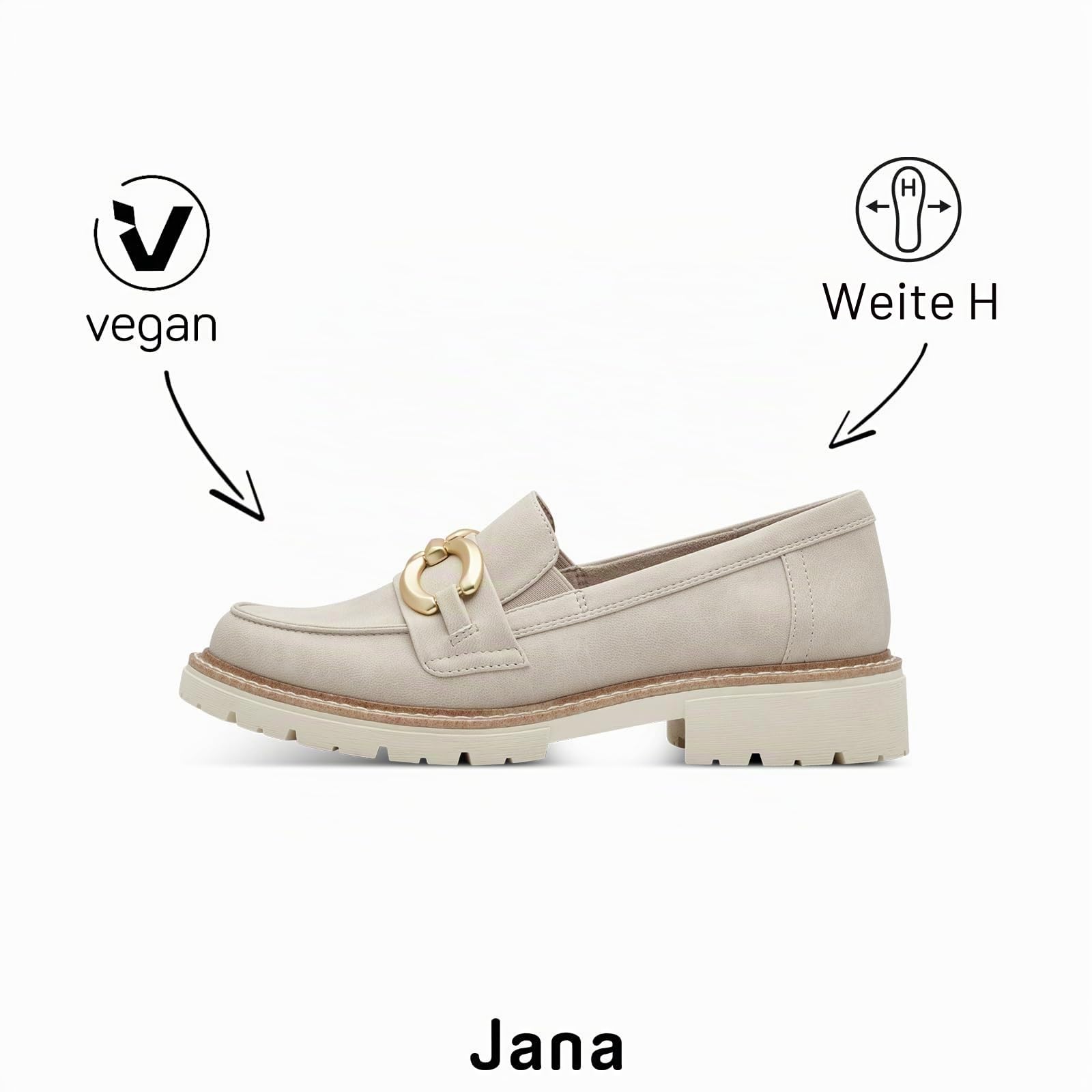 Jana Damen Slipper mit Blockabsatz Vegan