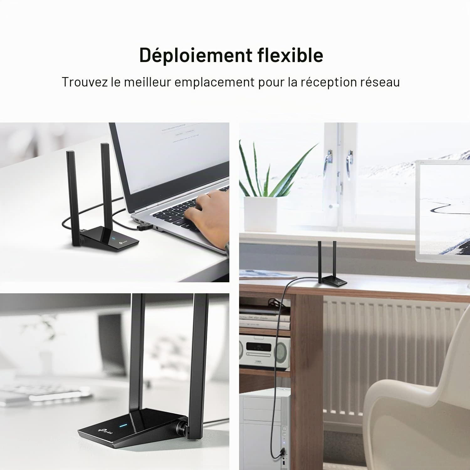 TP-Link Adaptateur WiFi 6 USB pour PC de bureau – (Archer TX20U Plus) AX1800 Adaptateur réseau sans fil avec 2,4 GHz, 5 GHz, antenne double bande 5 dBi à gain élevé, WPA3, prend en charge Windows