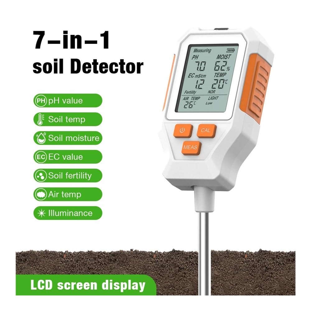 Tester del terreno 7 in 1 pH EC Misuratore di umidità Temp Fertilità for fattoria da giardino