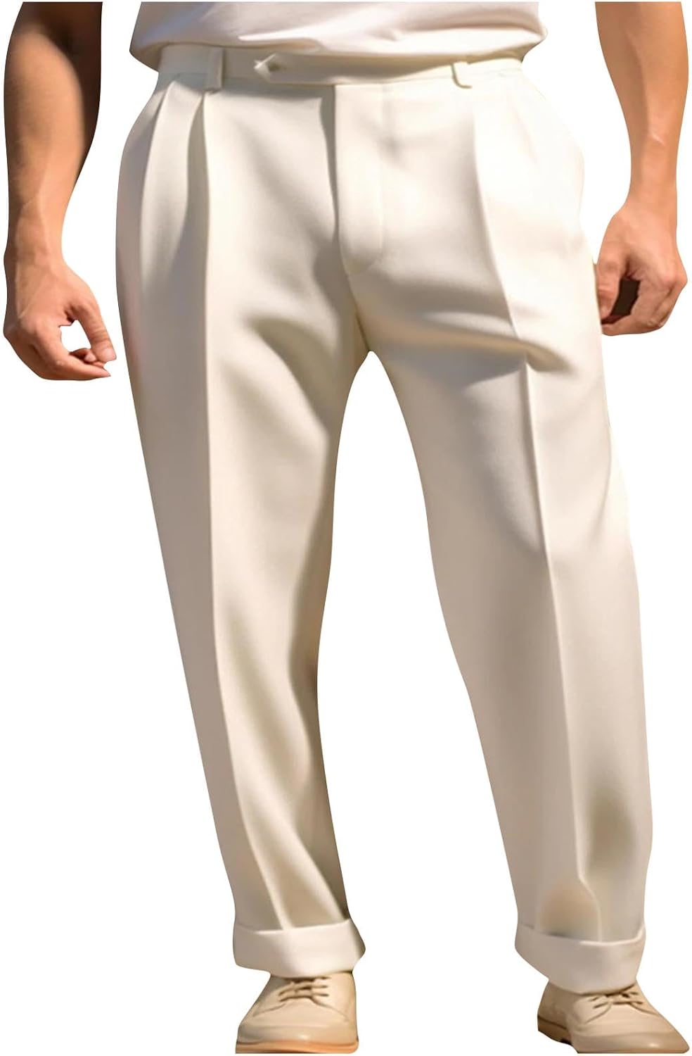 Work Pants for Men Stretch,Pleated Solid Casual Button Down Slacks | Slanted Pocket,Casual,Business,Office,Daily Work,Golf,Business Meetings,Fashion Events,Party,Wedding,2026 Classic Chinos