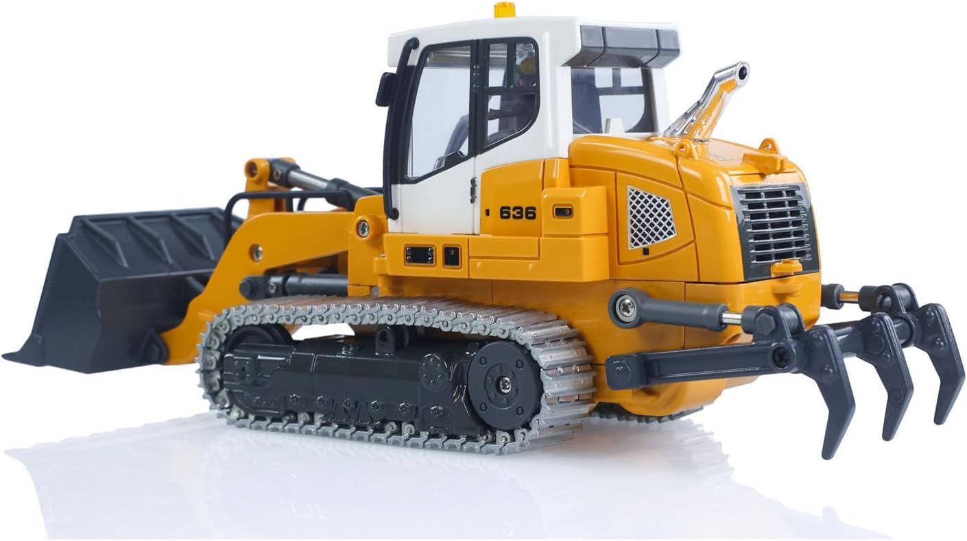US in Stock, 1:50 RC Electric Lifting Tracked Loader Lr636 2.4G Construction Vehicle Metal Bucket Tracks Ripper RTR Model Light Sound Battery Hobby Grade Model