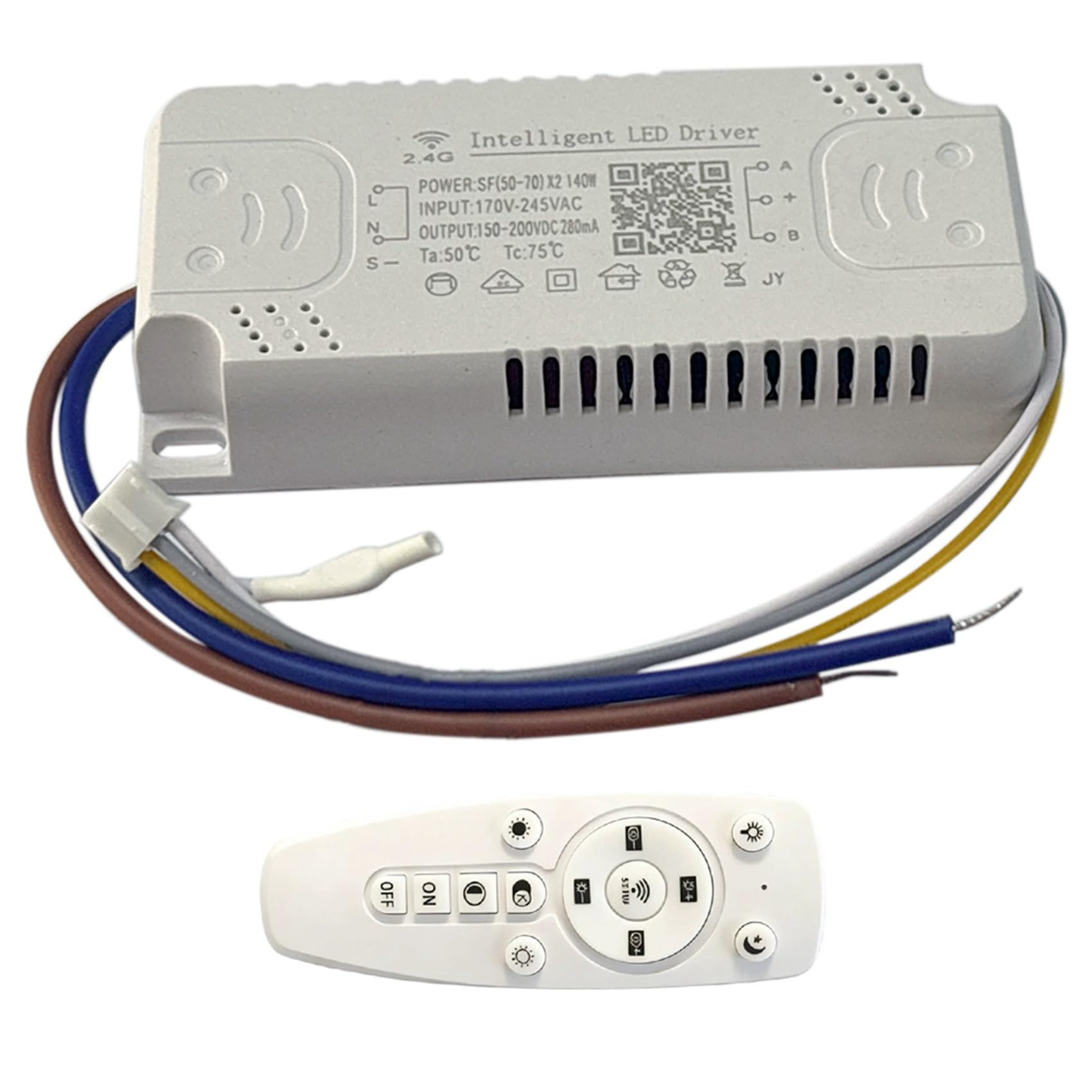 Littimoon Color-Changeable Dimmable LED Driver 2.4G Remote APP Control Intelligent Transformer for Chandeliers(50-70W), X2 140W