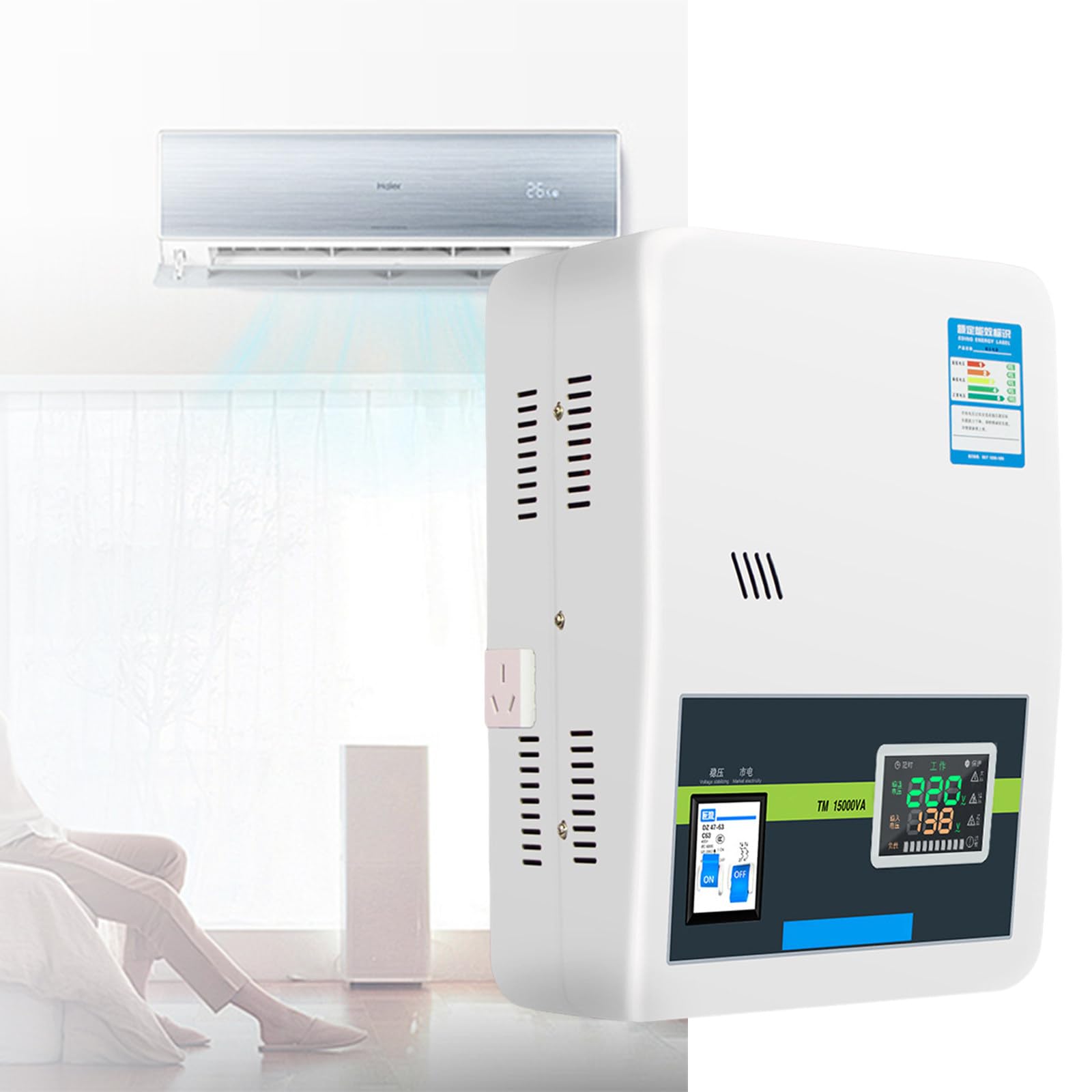 Estabilizador de Voltaje Automático Monofásico de Alta Resistencia, Estabilizador de Tensión para Electrodomésticos - Protección contra Sobrevoltaje y Cortocircuitos con Tecnología de Punto