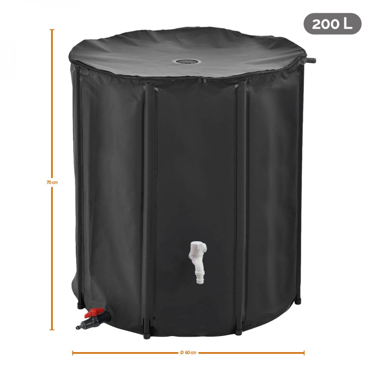 Linxor - Réservoir souple, récupérateur d'eau de pluie pliable - 200 L - 2 Coloris