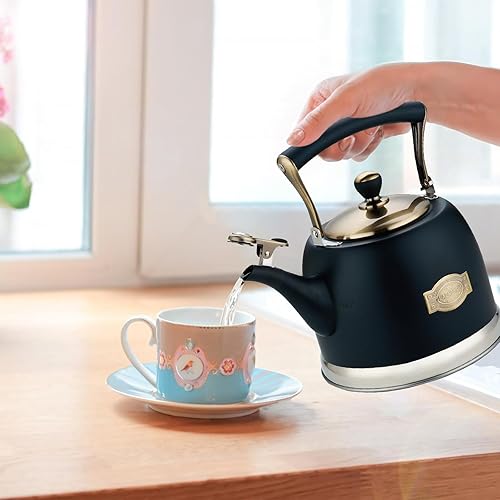 Miniatura 6 de Tetera de acero inoxidable, tetera de acero inoxidable para estufa con mango ergonómico a prueba de calor, 3.0 cuartos de galón