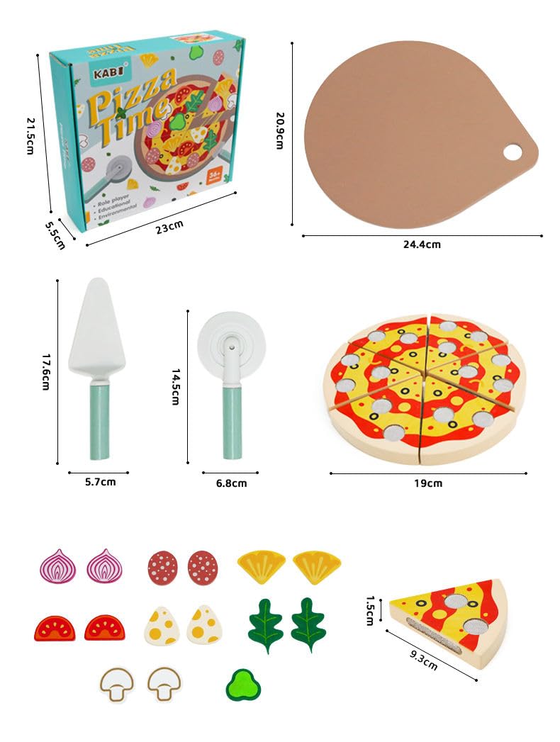TOYARTSY Kids Pretend Play Simulation Wooden Sticky Pizza Kitchen Food Play Set – Cutting & Role-Playing Toy for Toddlers | Interactive Play Food for Imaginative Kitchen Fun 4