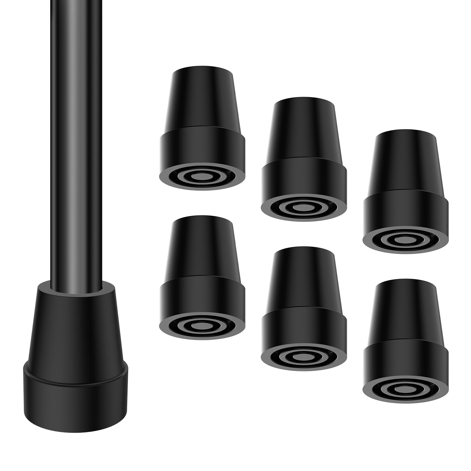 Supregear Cane Tips 19 Mm - 4 Pack Heavy Duty Rubber Replacement Caps, Non-Slip Steel-Reinforced Tips For Canes And Crutches, Black - View #9