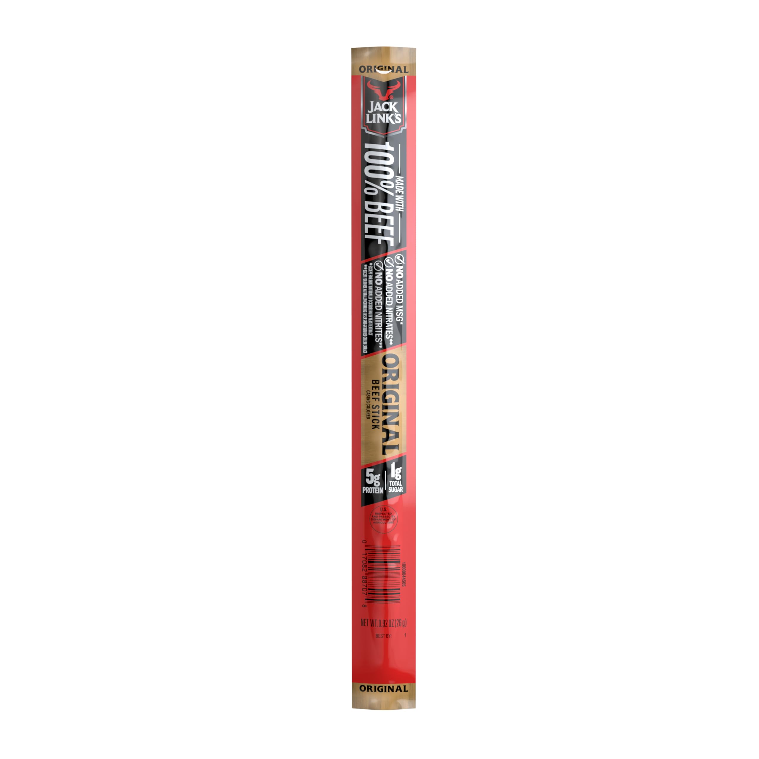 Jack Link'sBeef Sticks, Original - Protein Snack, Meat Stick with 5g of Protein, Meat Snack Sticks Made with 100% Beef, Keto Friendly - 0.92 Oz. (1 Count)